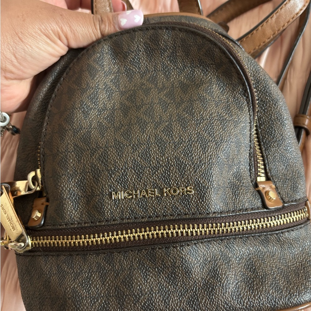 Michael Kors Dark Brown Mini Backpack with Gold Hardware - Picture 2 of 10